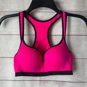 Retro Urbanology Pink and Black Sports Bra Underwire Racerback Size 36/38 B/C